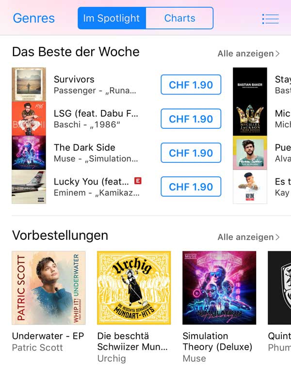 iTunes Charts - Doppel-Single «Underwater» und «Whip it!» Vorbestellungen