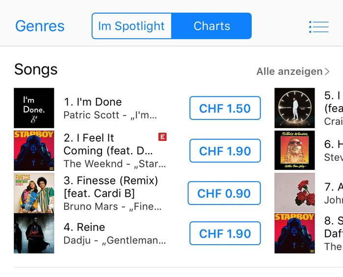 iTunes Charts No. 1