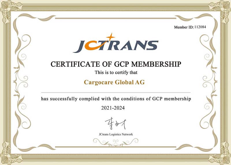JCtrans Certificate of GCP Membership