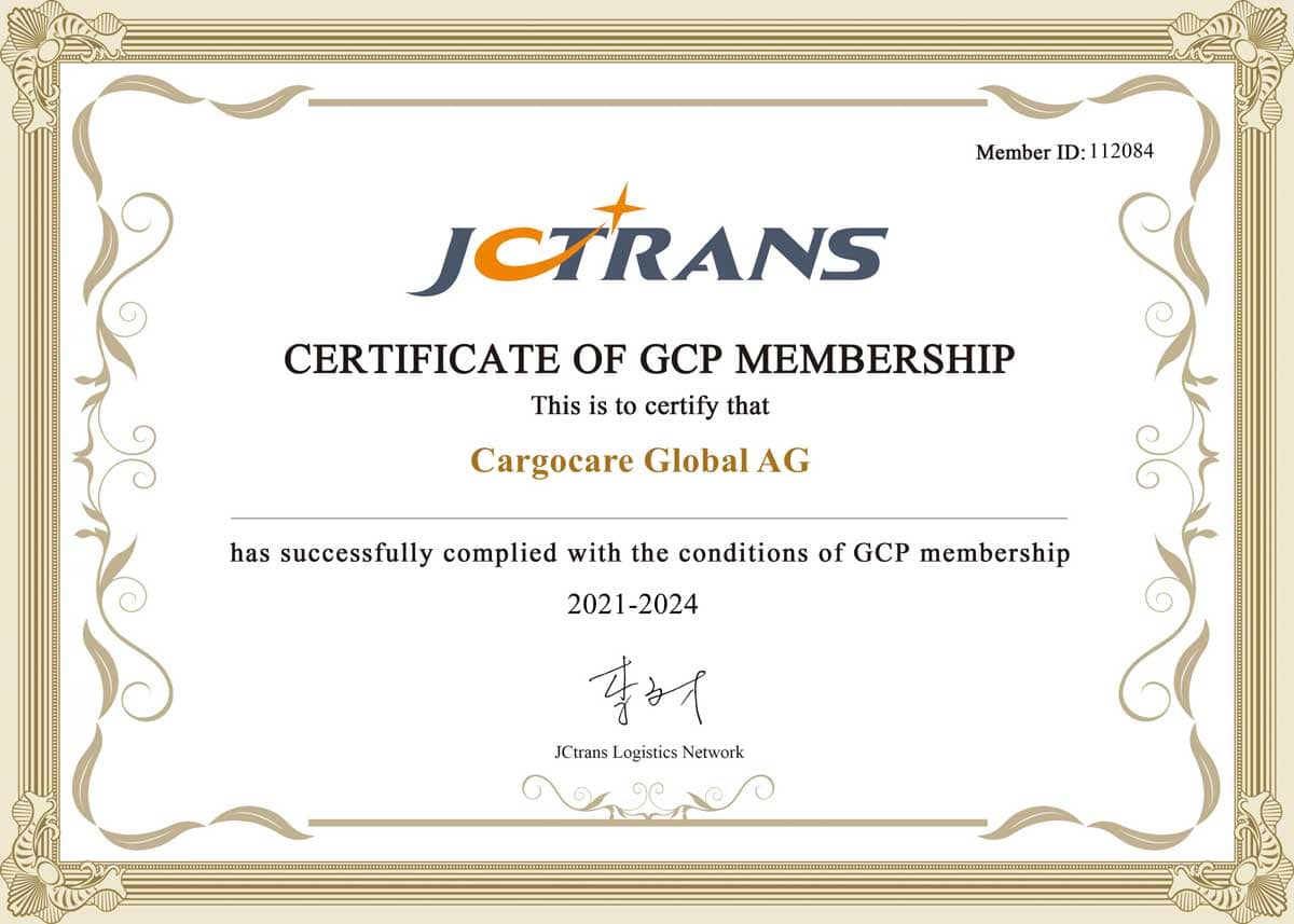 JCtrans Certificate of GCP Membership