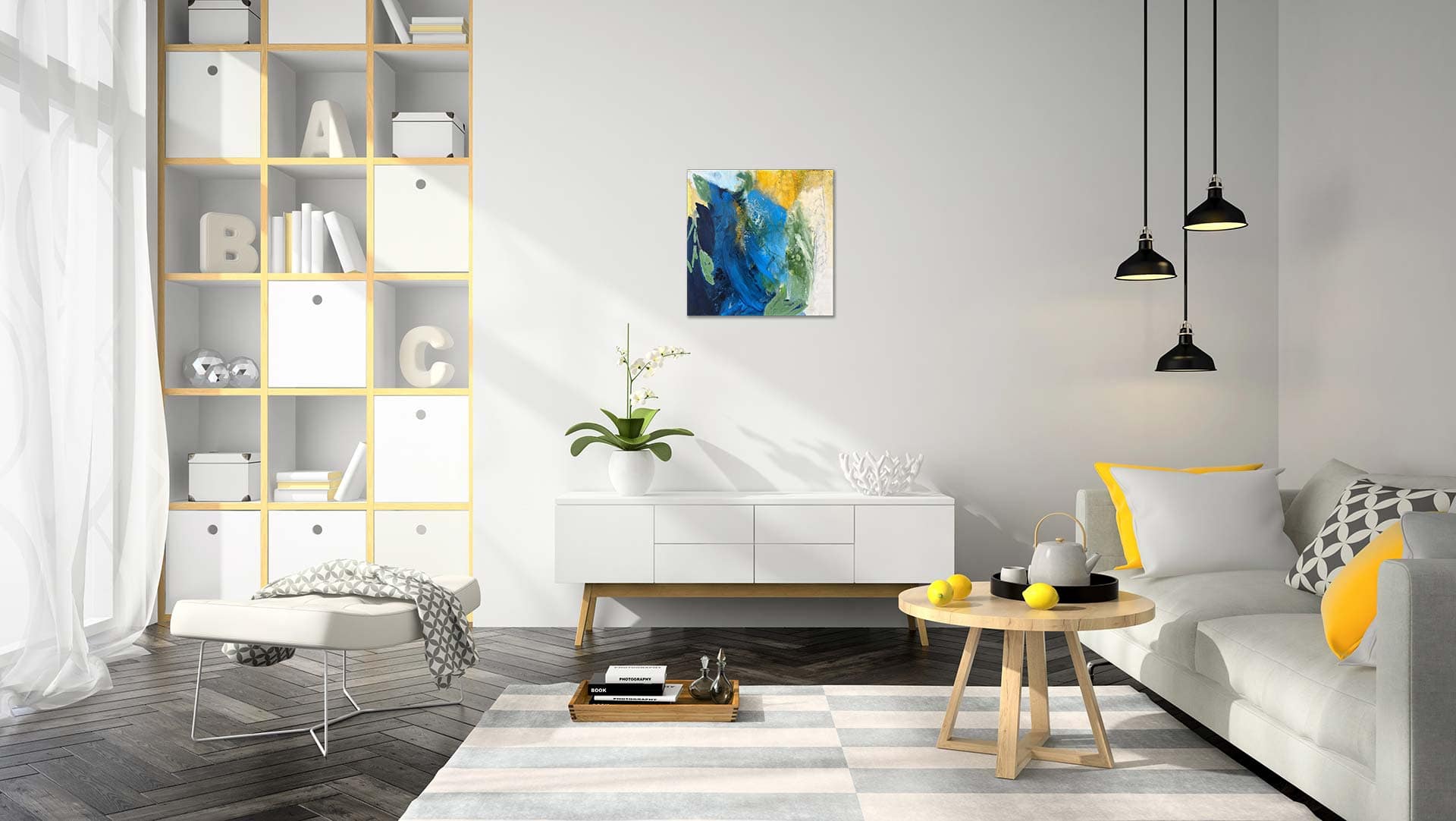 Gelb und Blau Mockup 50 x 50cm