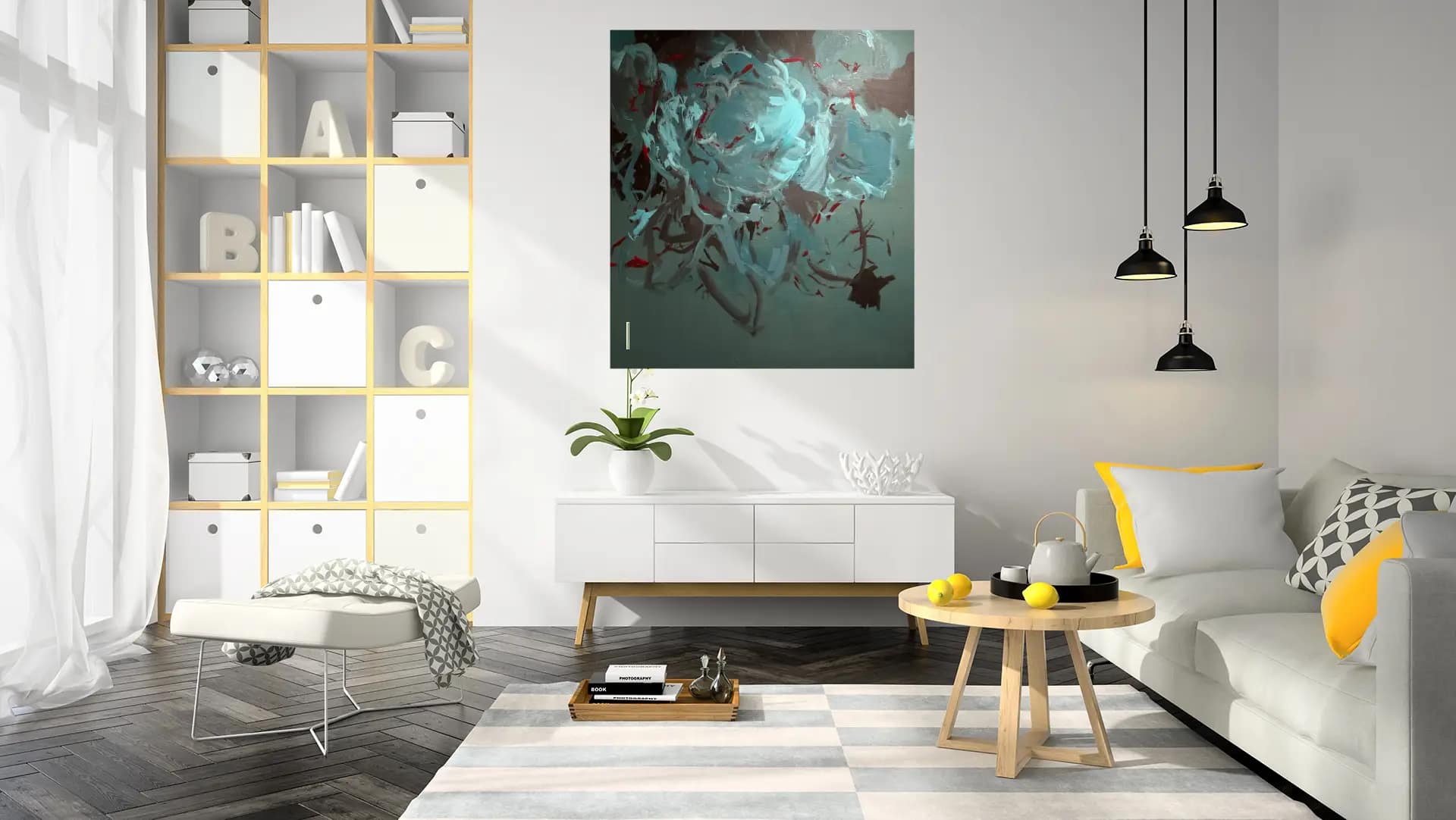 Wolkenweben lI Mockup 100 x 100cm