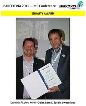 Read more about the article Kehrli + Oeler mit dem EUROMOVERS Quality Award 2015 ausgezeichnet