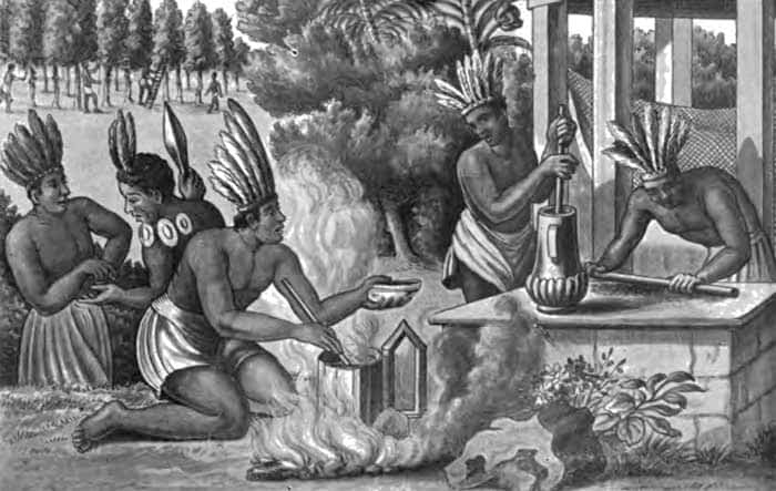 1024px-Fotg_cocoa_d144_native_americans_preparing_cocoa—Copy Aztecs preparing and cooking cocoa.