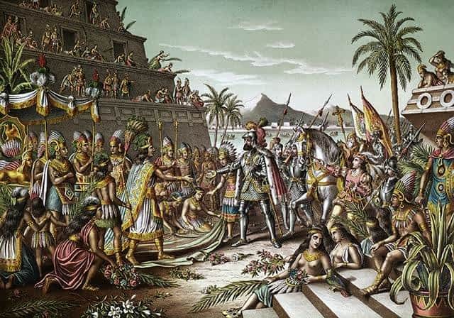 Cortez Montz – Copy Hernan Cortes arriving in Tenochtitlan, the Aztec capital to meet the emperor, Montezuma II.